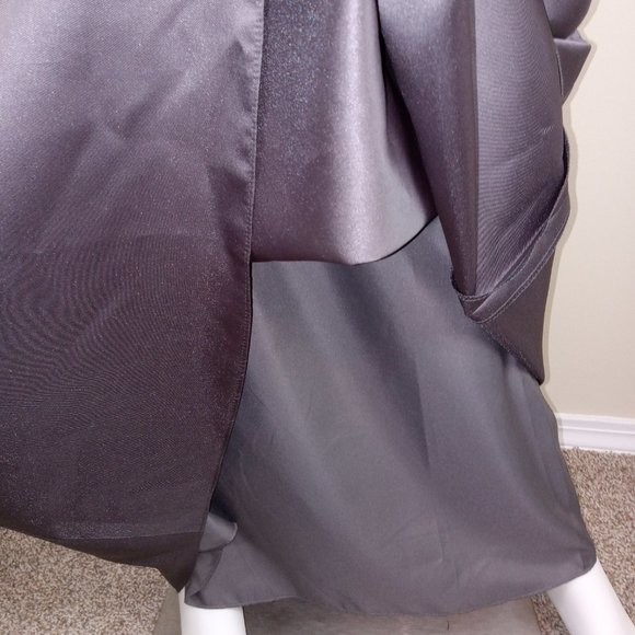 Alfred Sung Women's Cap Sleeve Gown Dress Size 6 Caviar Gray Sateen Twill D779 - Picture 4 of 9
